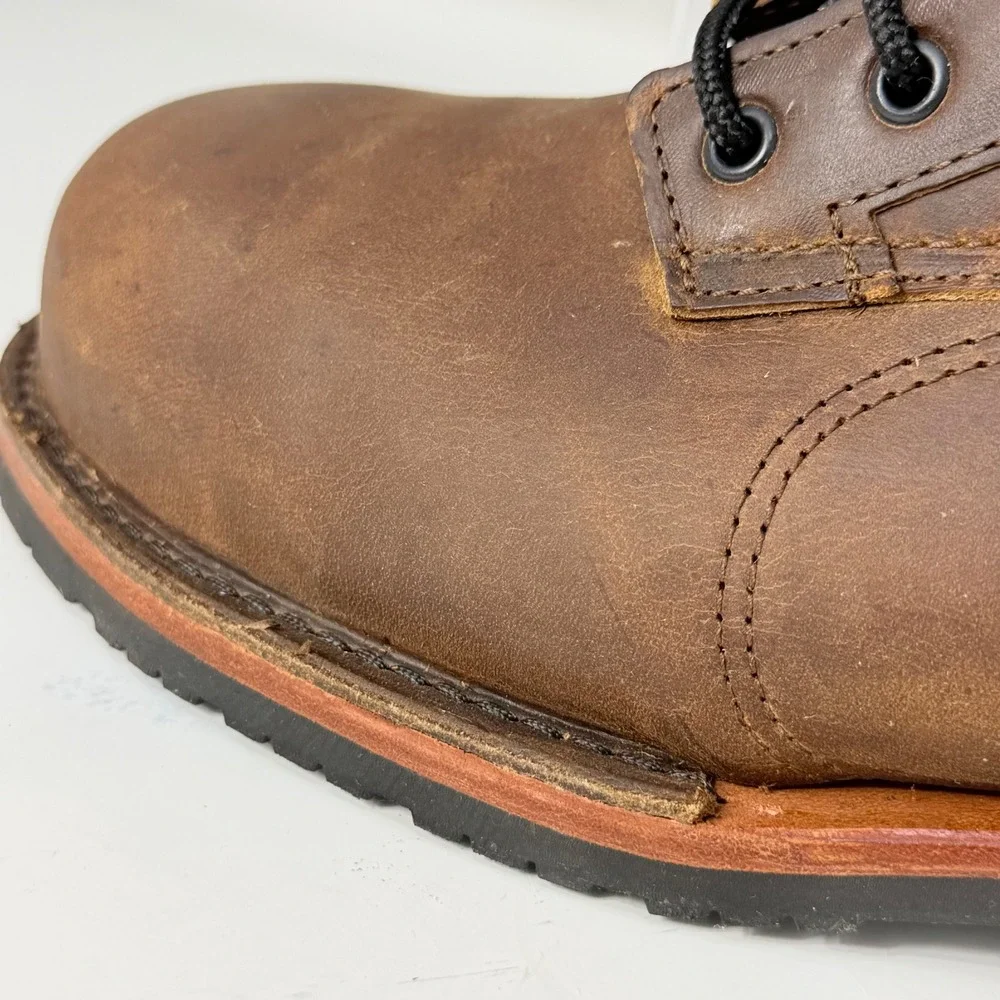 Origin Maine USA Mens 9 Inch Leather Work Boots Brown Safety Toe 10 EE Vibram